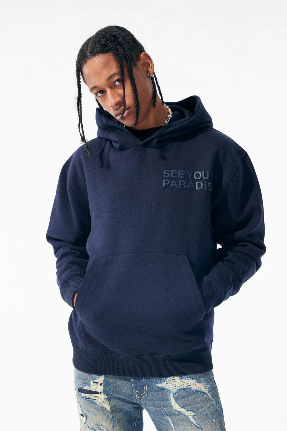 PARADISE TONAL PULLOVER HOODIE (NAVY)