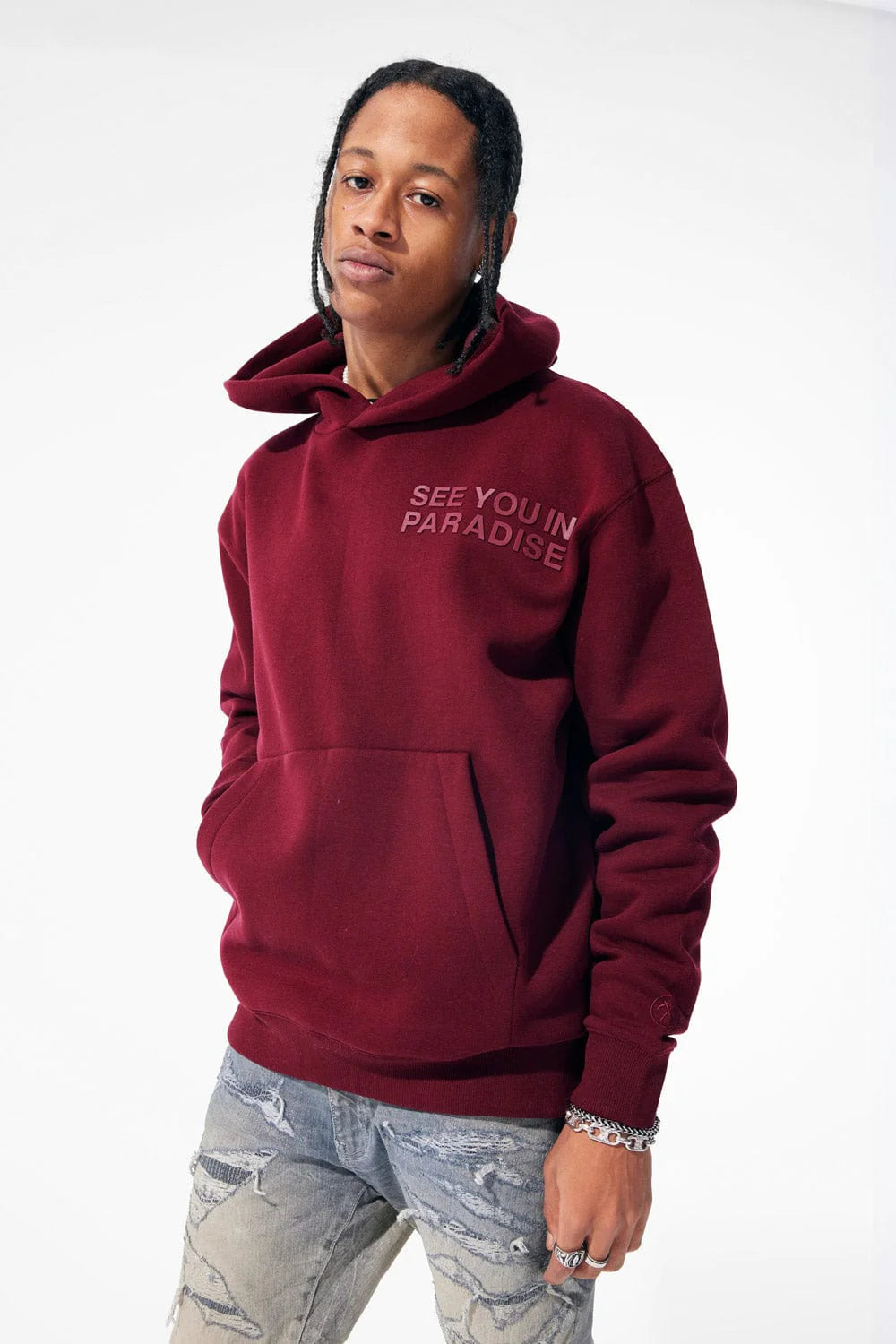 PARADISE TONAL PULLOVER HOODIE (WINE)