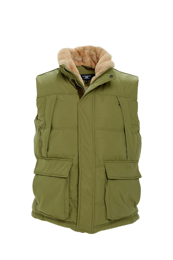 BIG MEN'S YUKON FUR LINED PUFFER VEST (ARMY GREEN)