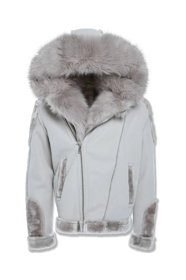 BIG MEN'S EL JEFE SHEARLING MOTO JACKET (ARCTIC WOLF)