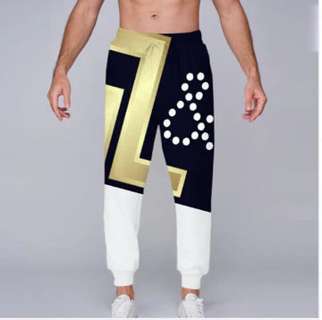 Men's long pants White and black print